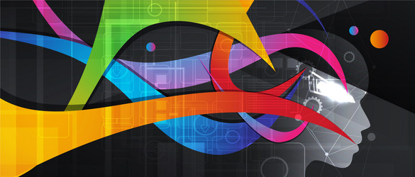 Abstract artificial intelligence cloud computing vector
