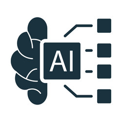 artificial intelligence processing data with brain vector image