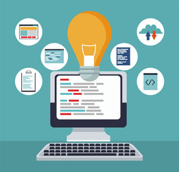 color background tech computer with icons vector image