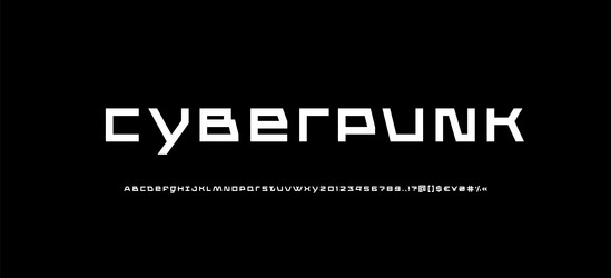 Robotic Tech Alphabet Font - Digital Style vector
