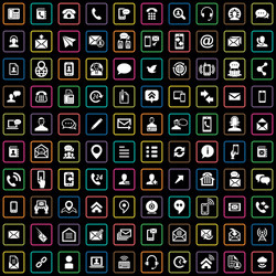 contact us 100 icons universal set for web and ui vector image