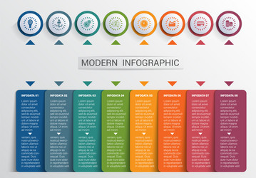 Infographics design template color buttons and 8 vector