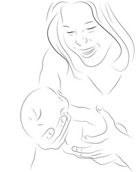 Mother and a baby sketch vector