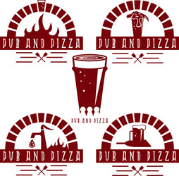 vintage labels set of pub and pizza Vector Image