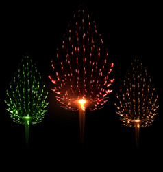 Festive firework three different color shape pine vector