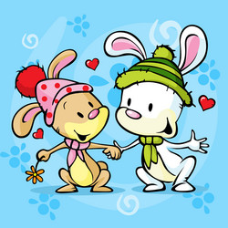 Romantic Bunny Couple in Winter Vector Image