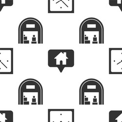 set clock map pointer with house and warehouse vector image