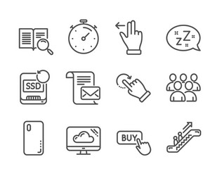 set technology icons such as timer buy button vector image