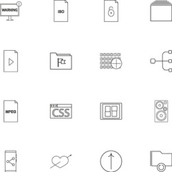 Files and folders sign simple linear icons set vector