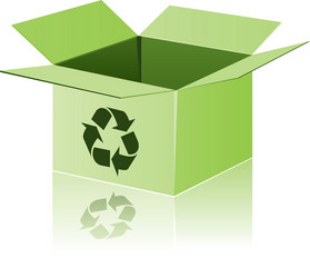 Green cardboard with recycle sign vector