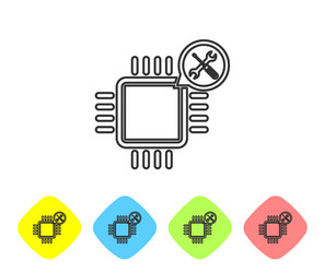 Grey line processor with screwdriver and wrench vector