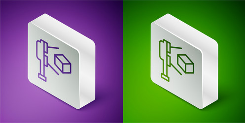 isometric line 3d scanner with cube projection vector image