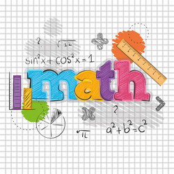 Math class lettering with formulas on a notebook vector