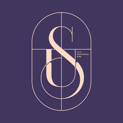 s and u monogram into rounded frame vector