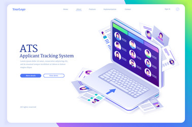 Ats applicant tracking system isometric landing vector