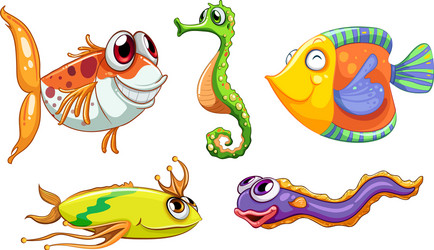 Five Diverse Sea Animals Vector Image