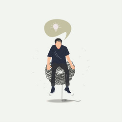 man sitting on a flying scribble object vector