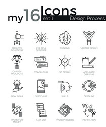 Process data analysis icon set in thin line style Vector Image