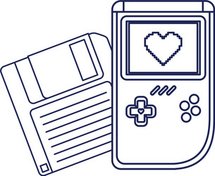 Retro floppy disk with handle video game vector