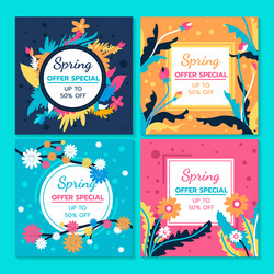 Spring sale design collection banner with floral vector