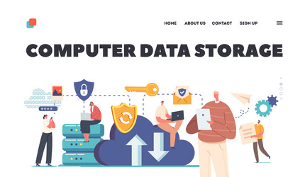 computer data storage landing page template cloud vector image