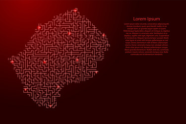 lesotho map from red pattern maze grid vector image