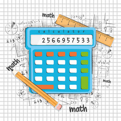 Isolated calculator with mathematical formulas vector