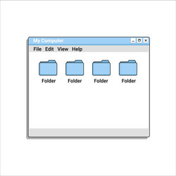 old file explorer program in blue color with files vector image