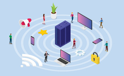 wireless network concept with various device vector image
