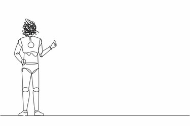 Single one line drawing robot with round Vector Image