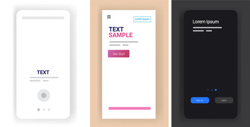 Different mobile app screens set horizontal copy vector