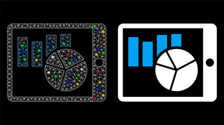 flare mesh 2d charts on pda icon with spots vector