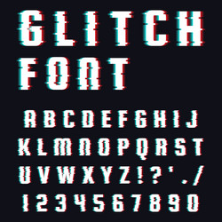 Glitch Font Set - Error Style vector image