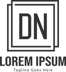 Initial dn logo template with modern frame vector