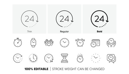 Time & Clock Line Icons - Timer, Stopwatch vector image