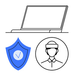 laptop security shield with checkmark and user vector image