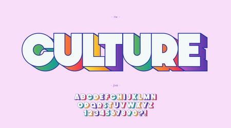 Retro 3D Color Font vector image