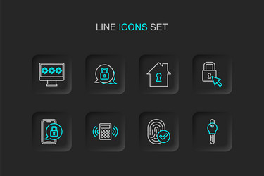 set line key fingerprint security keypad access vector image