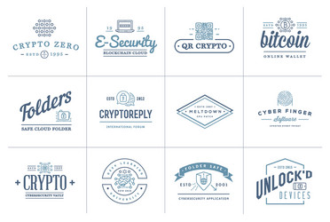 set of cyber security identity badges and signs vector