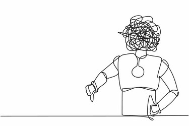 single continuous line drawing robot with round vector image