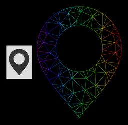Spectral gradiented polygonal net map mark icon vector