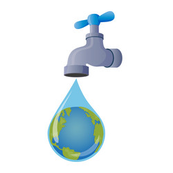 Water tap with the earth vector