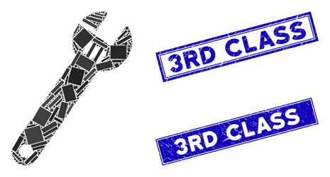 Spanner mosaic and scratched rectangle 3rd class vector