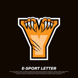 tiger claw mascot sport logo design letter y vector