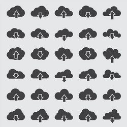 Cloud line icons set outline linear pictograph vector