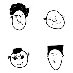 Hand drawn human faces doodle set collection Vector Image