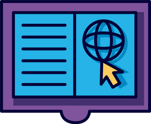 sphere browser in book with arrow mouse line vector image