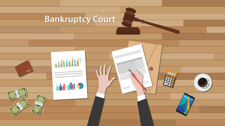 Bankcruptcy court concept with business man work vector