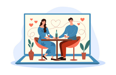 Couple dating online vector