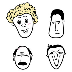 Hand drawn human faces doodle set collection Vector Image